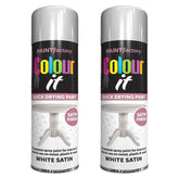 2X Paint Factory White Satin Spray Paint 250ml Spray Paint